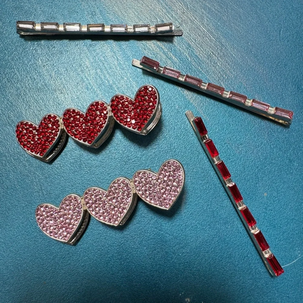 Heart and Bar Hair Clips Set - Picture 2 of 3